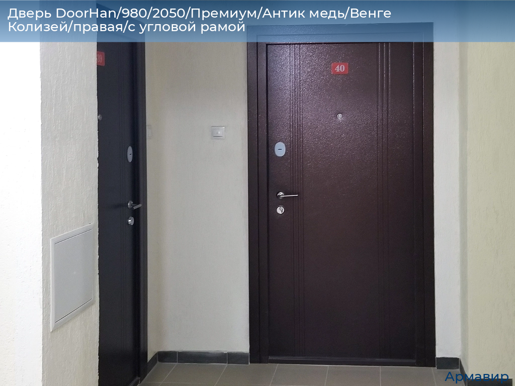 Дверь DoorHan/980/2050/Премиум/Антик медь/Венге Колизей/правая/с угловой рамой, armavir.doorhan.ru